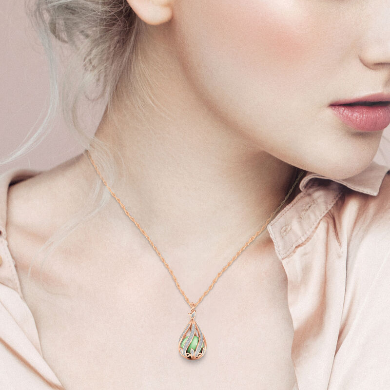 Kupfer Embrace Diamant & Jade Halskette