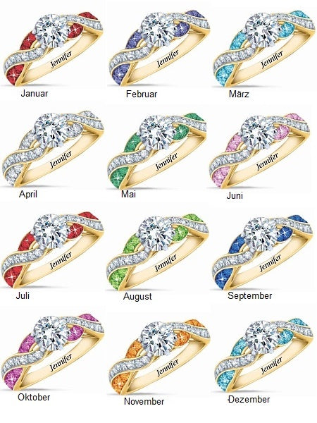 Birthstone Swirl personaliséierte Ring