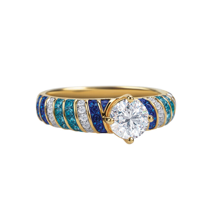 Blue Wave Personaliséiert Swirl Ring