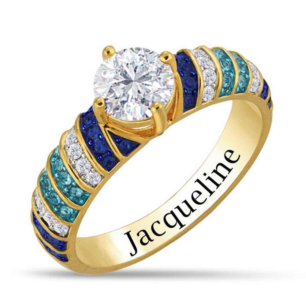 Blue Wave Personaliséiert Swirl Ring
