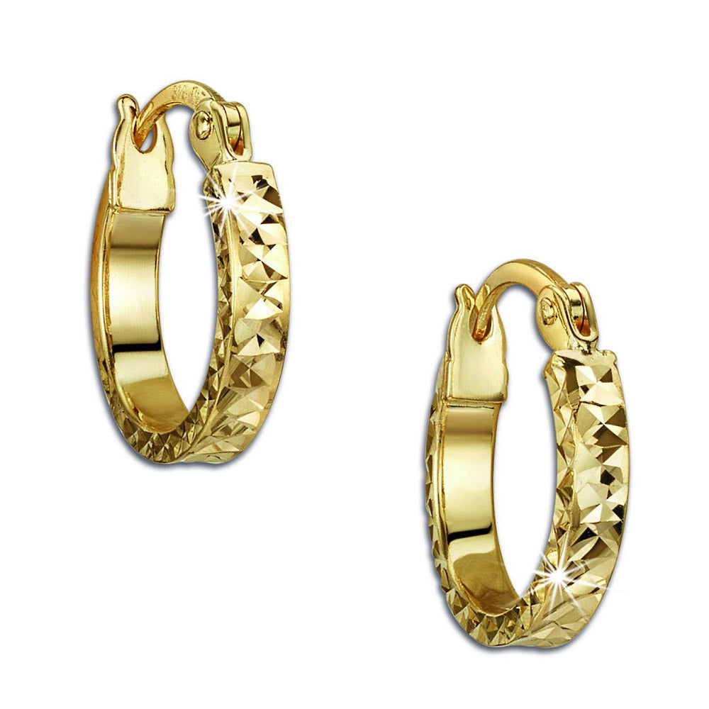 9kt Gold Diamant Schnëtt Huggie Hoops