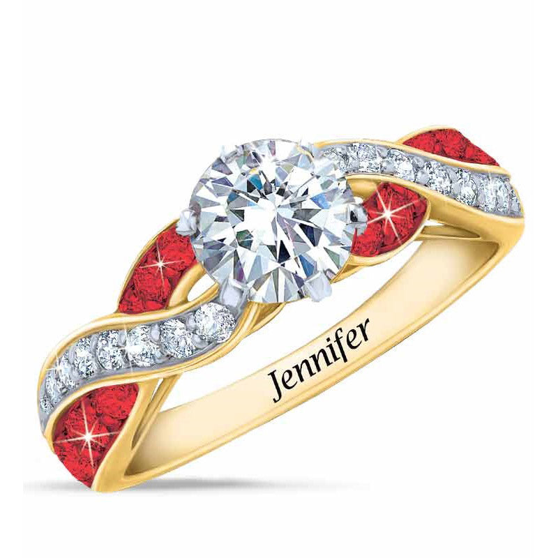 Birthstone Swirl personaliséierte Ring
