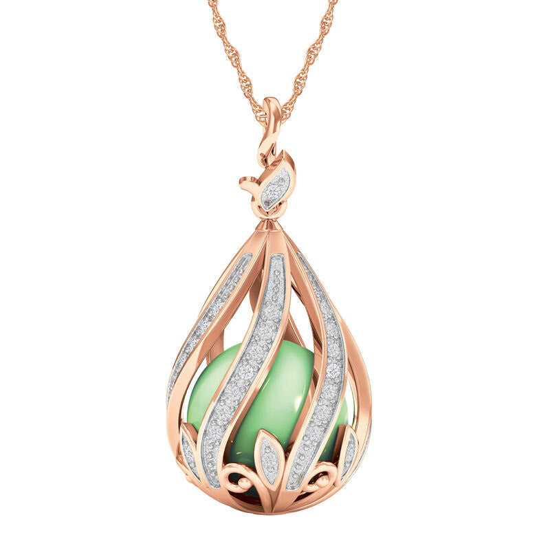 Kupfer Embrace Diamant &amp; Jade Halskette