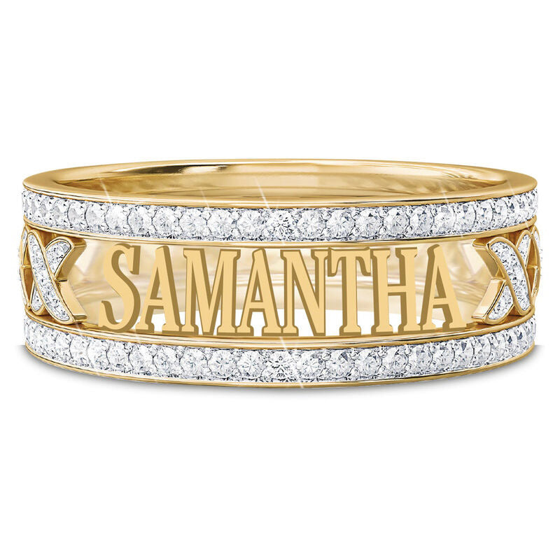 Personaliséiert Diamant Kuss Ring